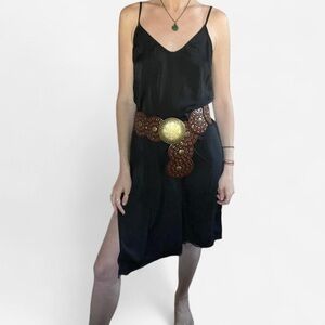 Urban Outfitters Black Midi Dress with Gold Accent